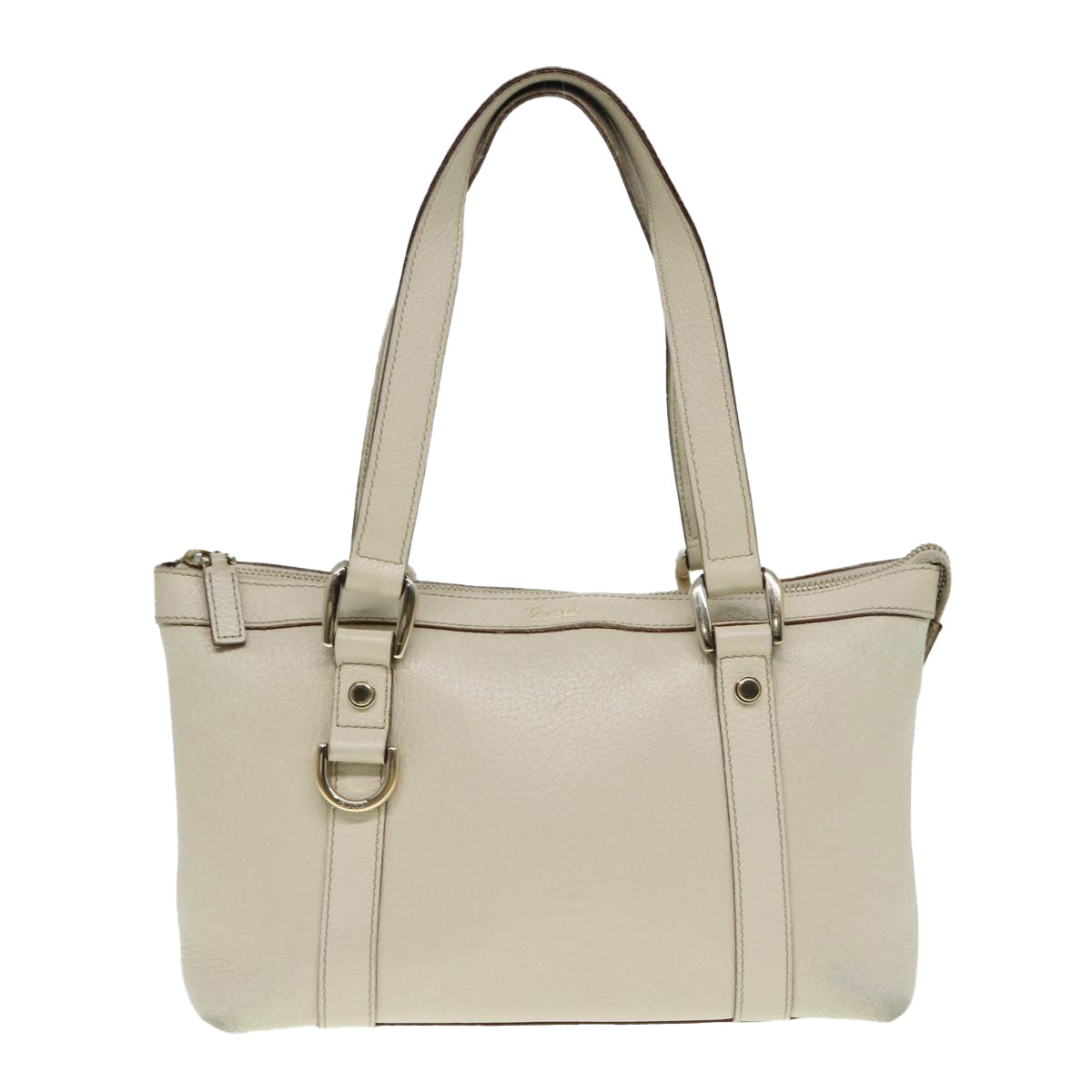GUCCI Hand Bag Leather Beige Gold 141471 bs17126