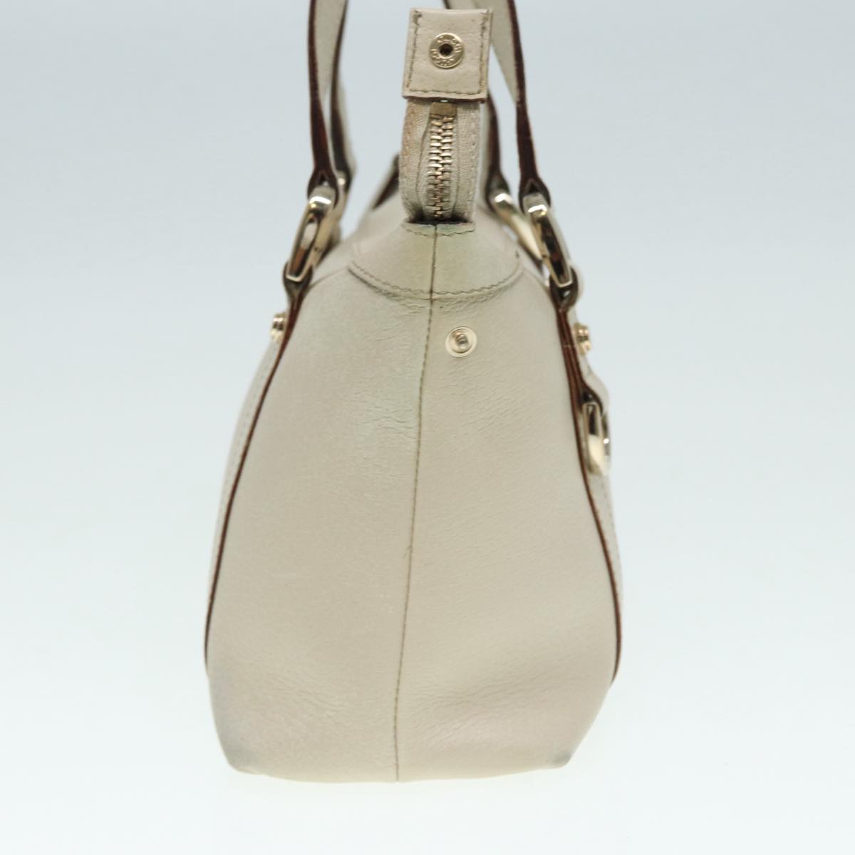 GUCCI Hand Bag Leather Beige Gold 141471 bs17126