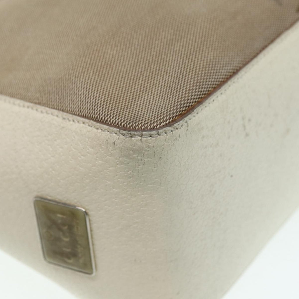 GUCCI Hand Bag Canvas Leather Beige Silver 001 3766 bs17134