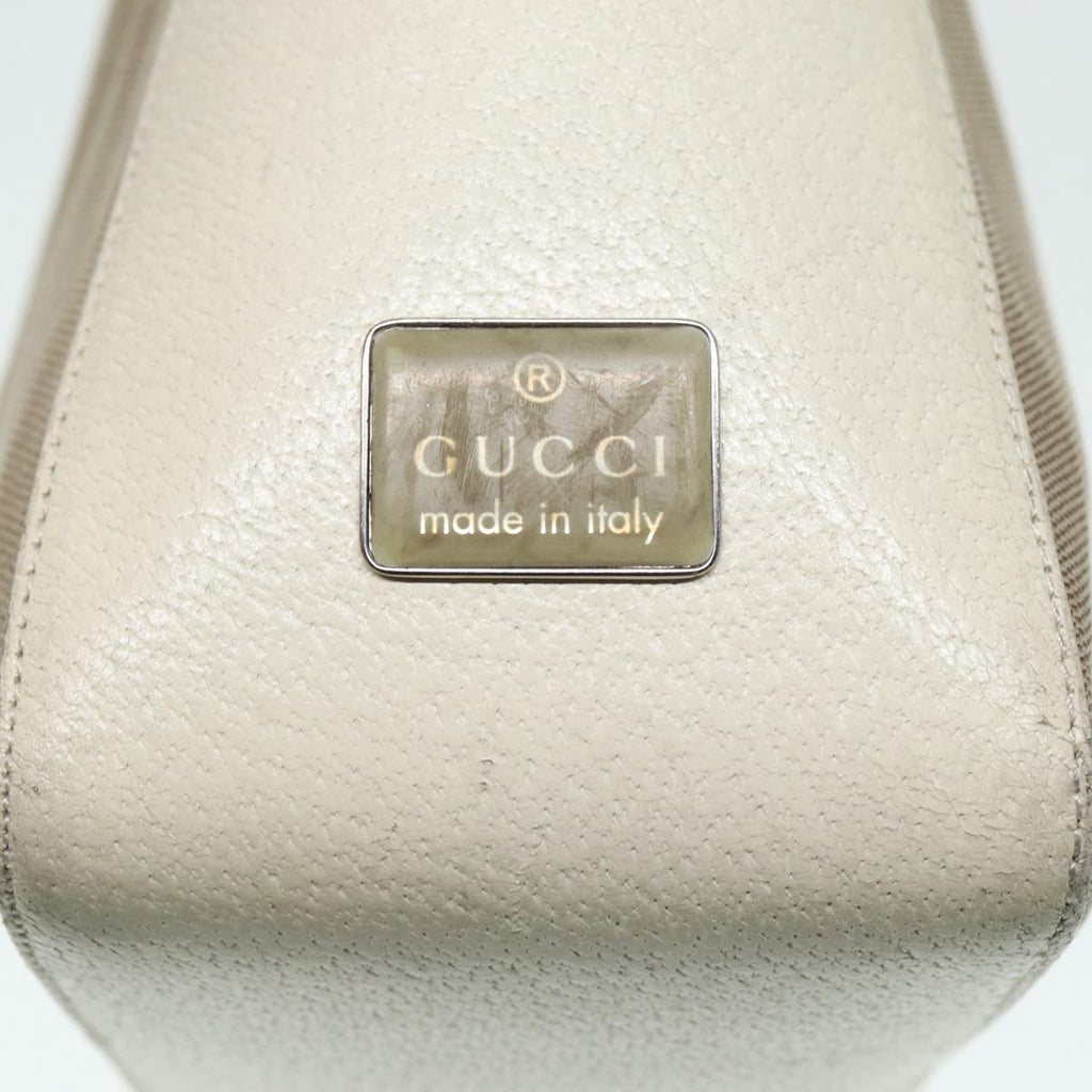 GUCCI Hand Bag Canvas Leather Beige Silver 001 3766 bs17134