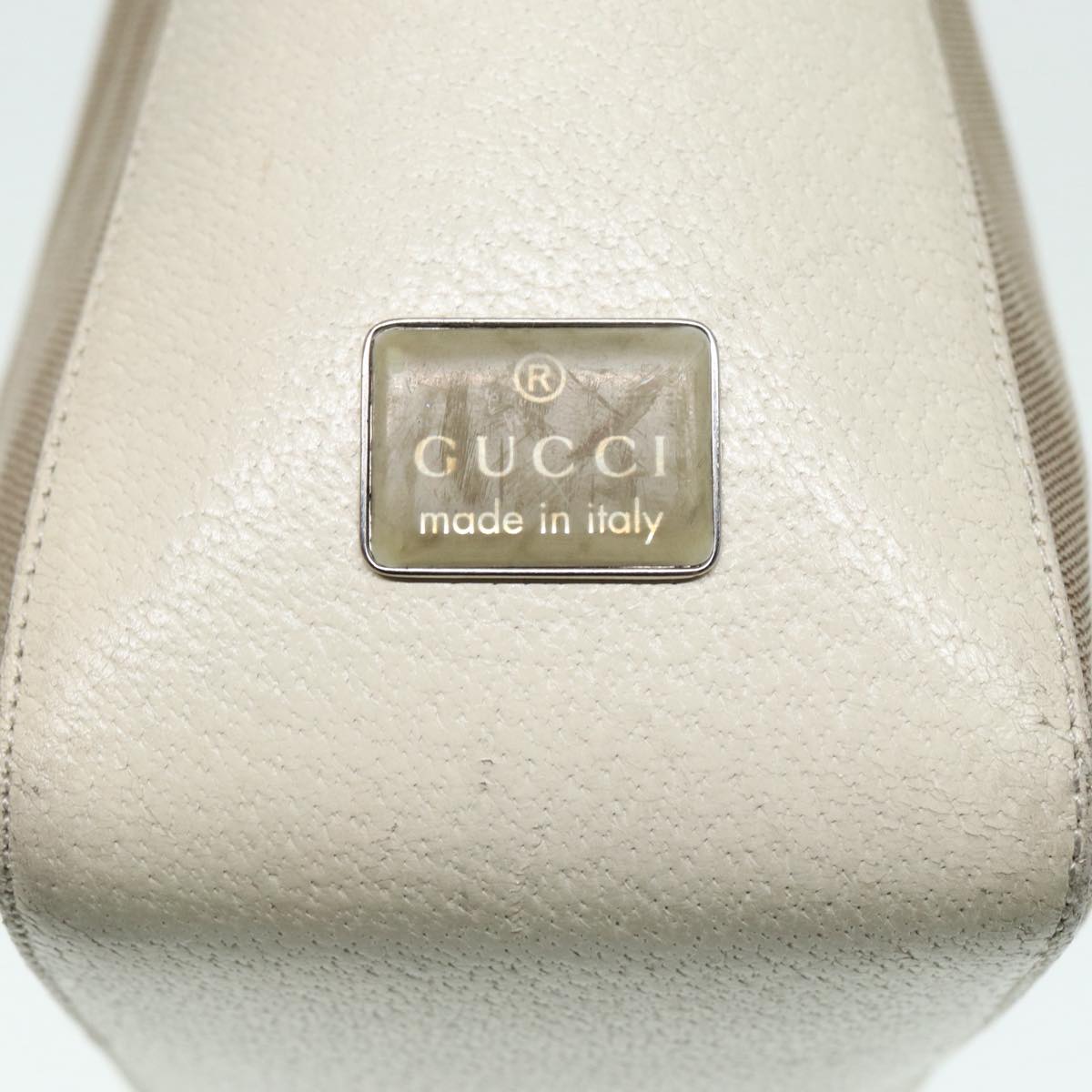 GUCCI Hand Bag Canvas Leather Beige Silver 001 3766 bs17134