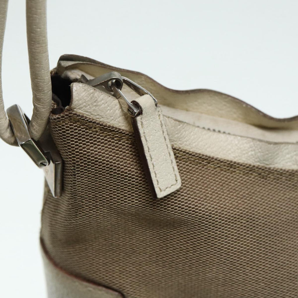 GUCCI Hand Bag Canvas Leather Beige Silver 001 3766 bs17134