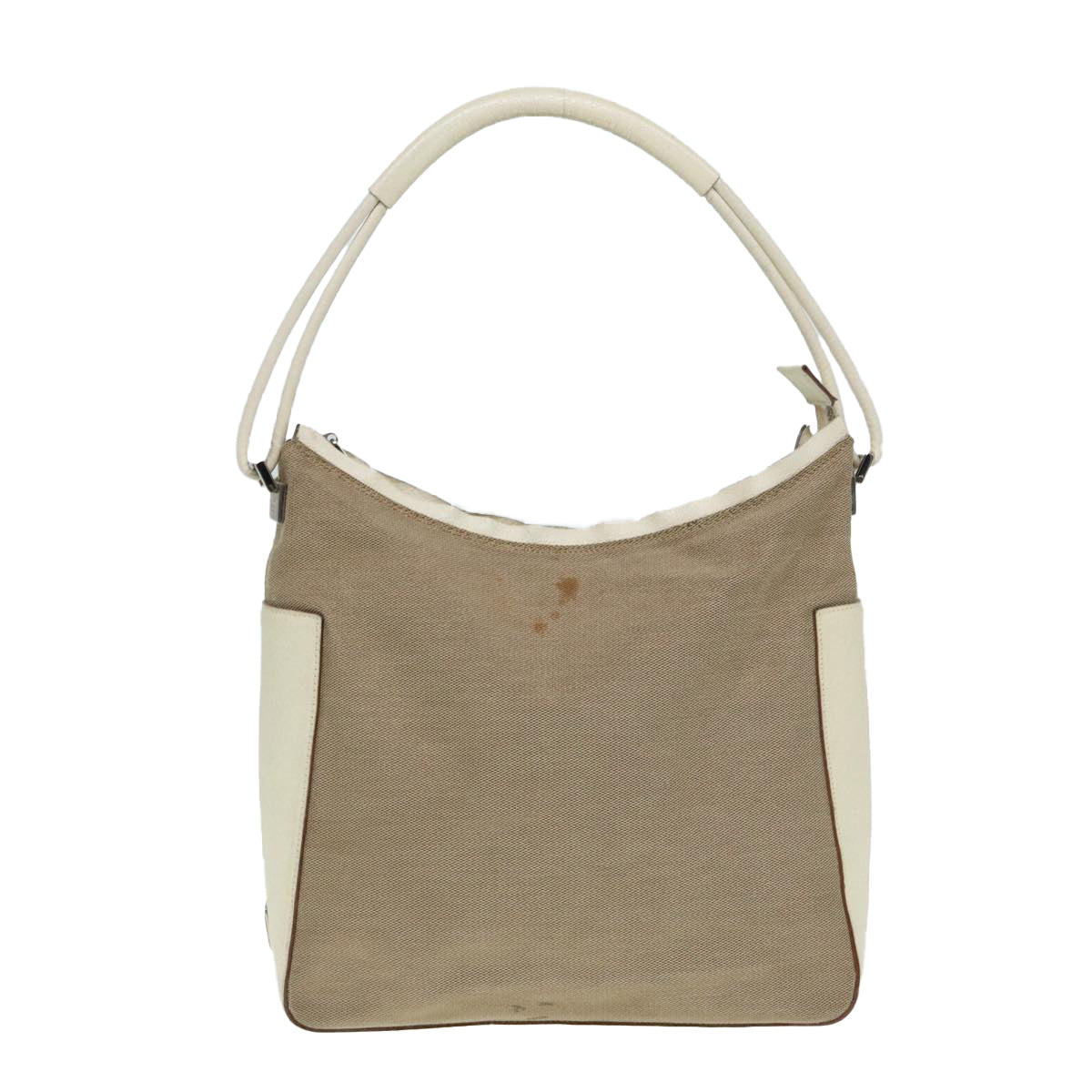 GUCCI Hand Bag Canvas Leather Beige Silver 001 3766 bs17134