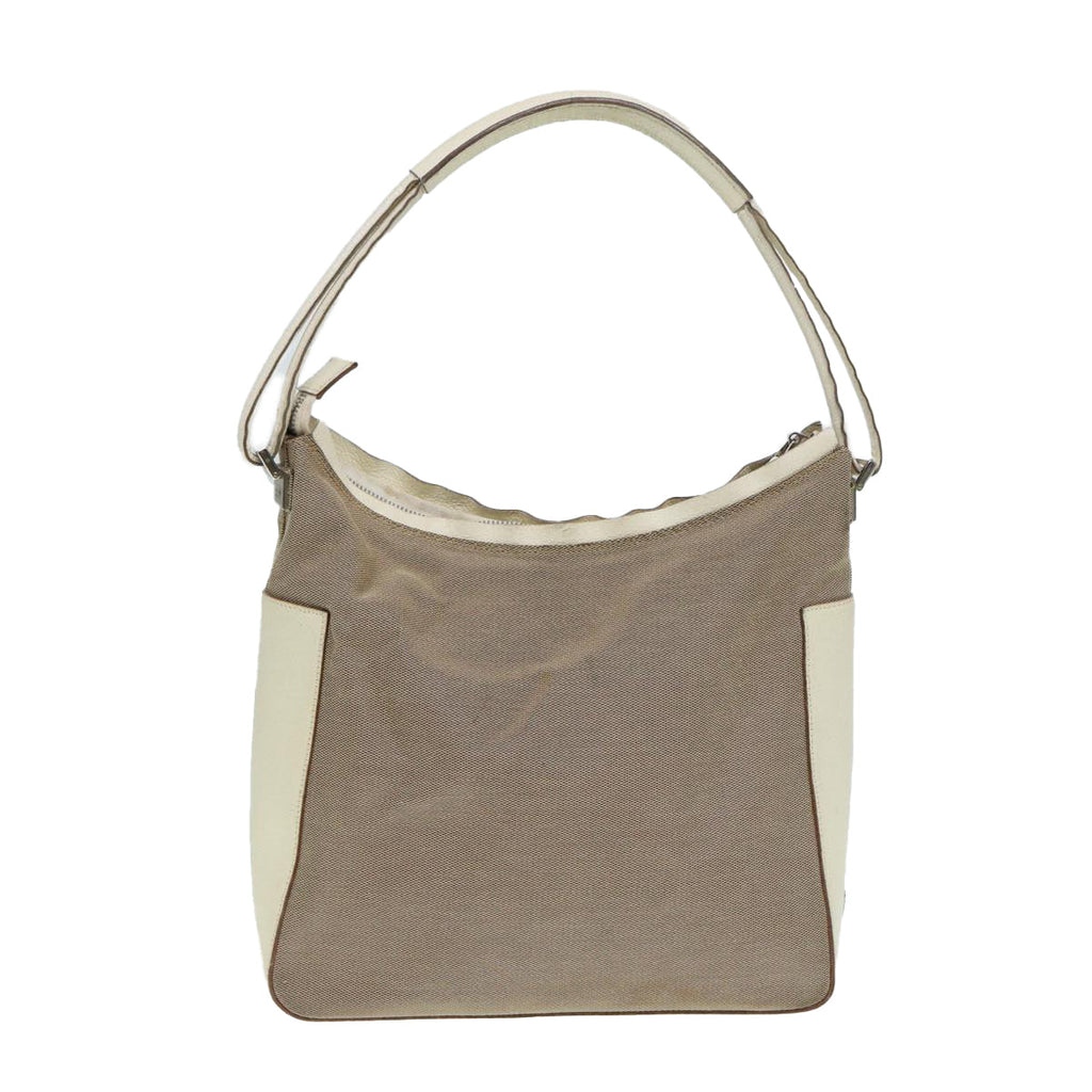 GUCCI Hand Bag Canvas Leather Beige Silver 001 3766 bs17134