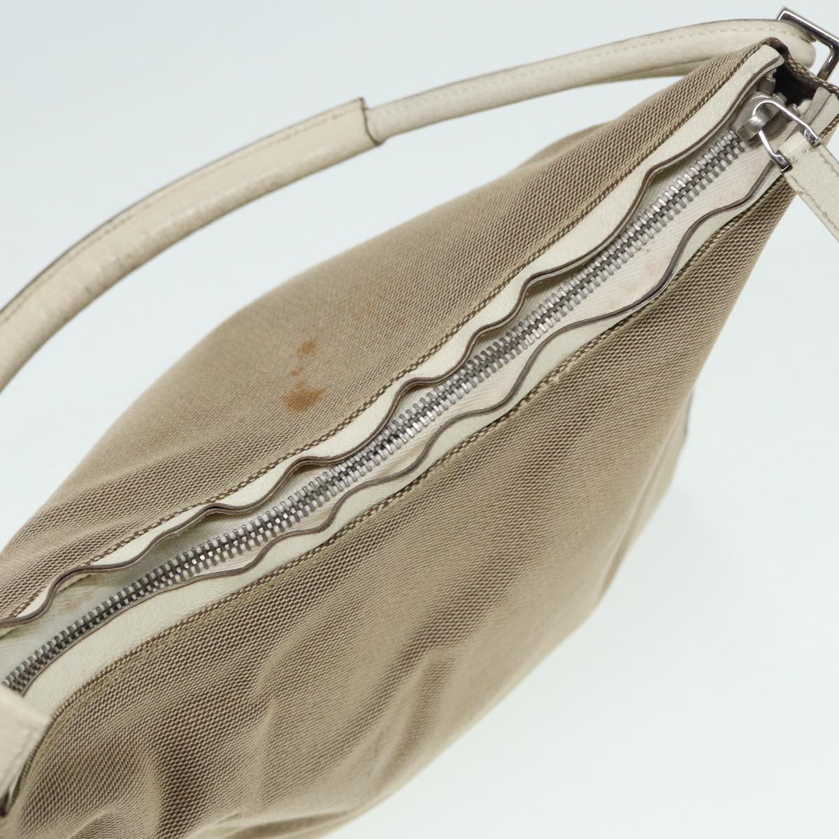 GUCCI Hand Bag Canvas Leather Beige Silver 001 3766 bs17134