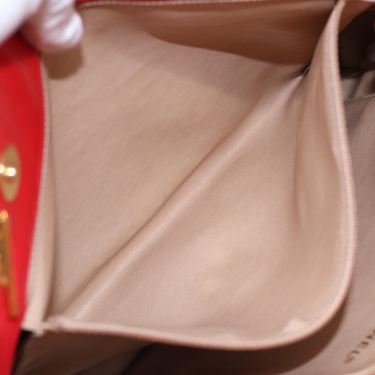 CHANEL Matelasse Chain Shoulder Bag Satin Red Gold CC bs17153