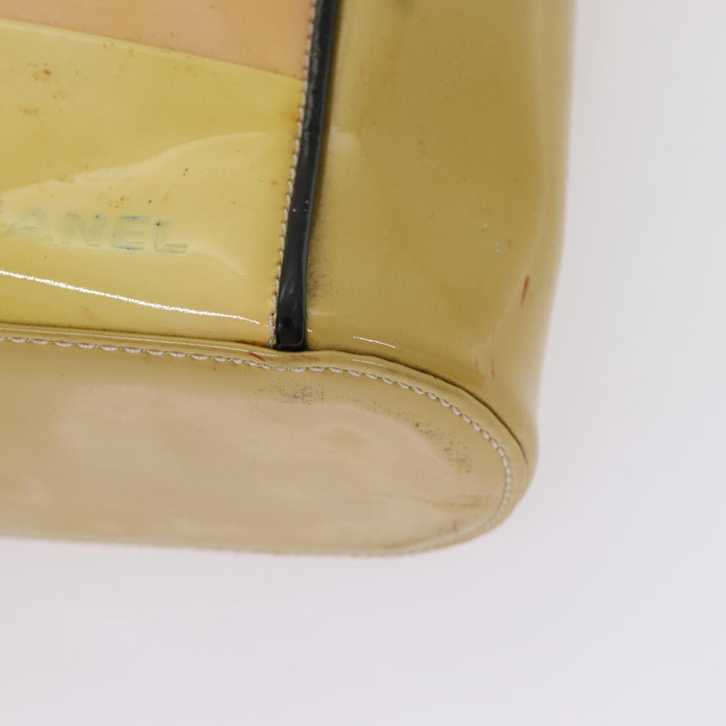 CHANEL Hand Bag Enamel Beige Gold CC bs17154