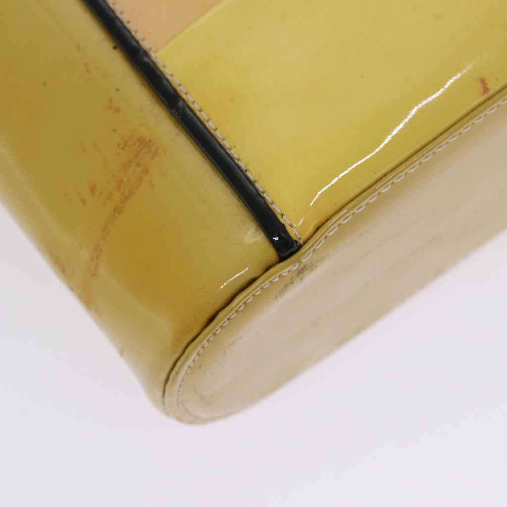 CHANEL Hand Bag Enamel Beige Gold CC bs17154