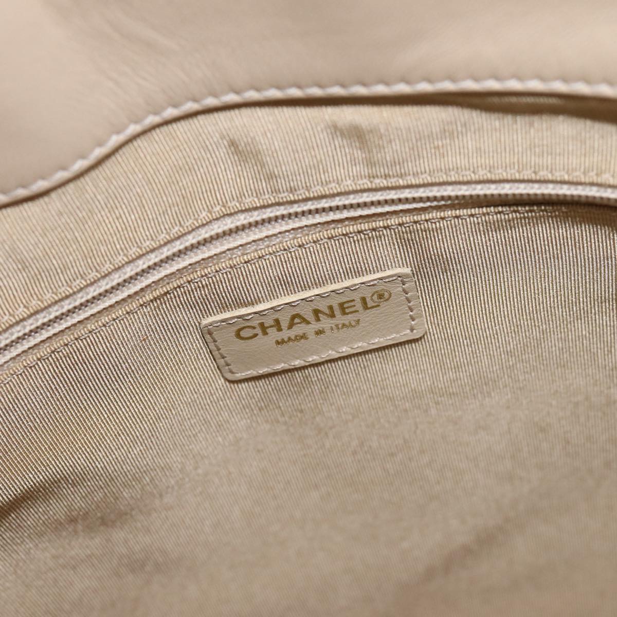 CHANEL Hand Bag Enamel Beige Gold CC bs17154