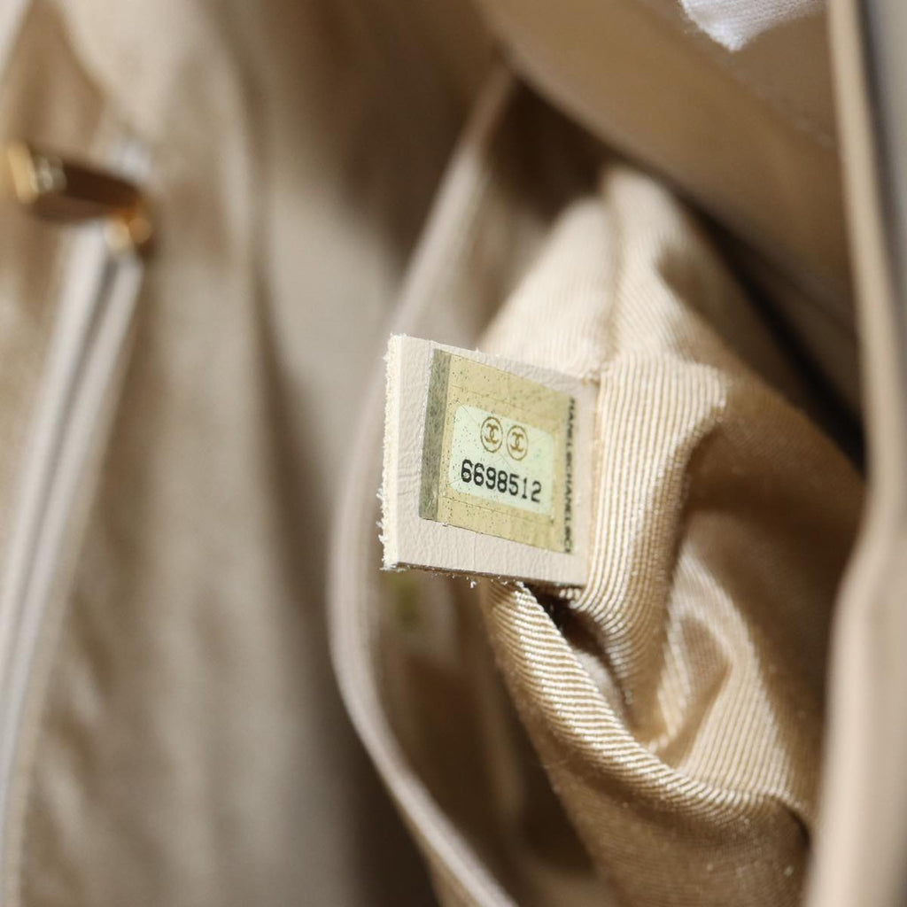 CHANEL Hand Bag Enamel Beige Gold CC bs17154