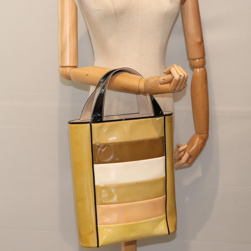 CHANEL Hand Bag Enamel Beige Gold CC bs17154