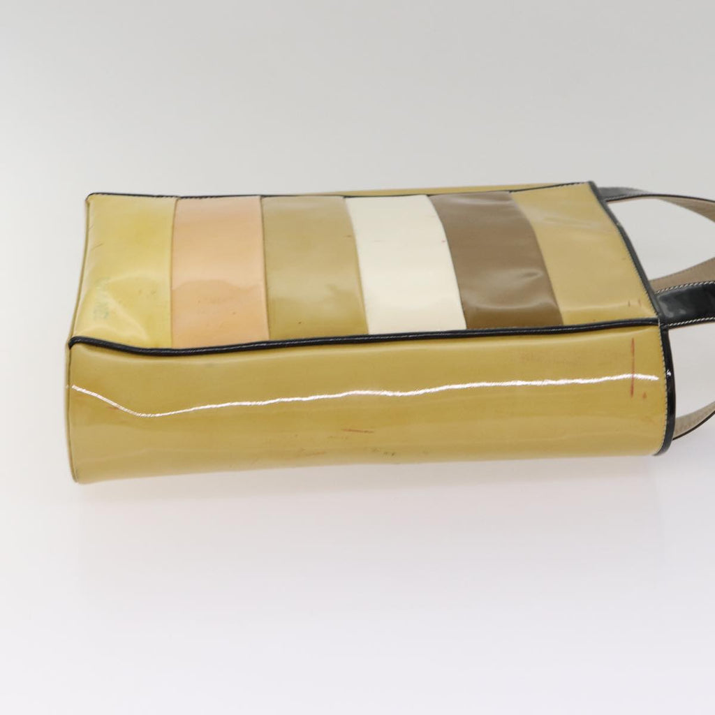 CHANEL Hand Bag Enamel Beige Gold CC bs17154