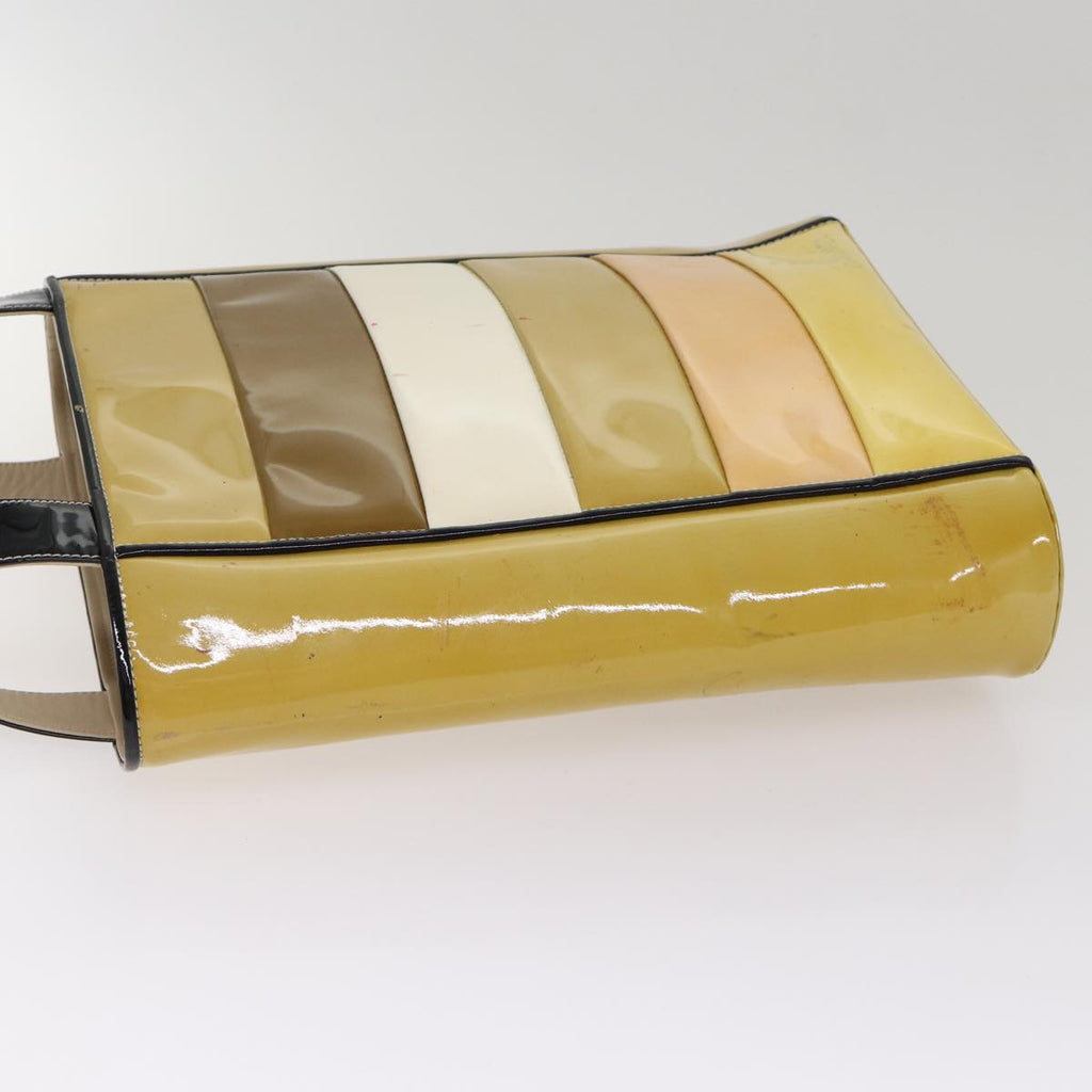 CHANEL Hand Bag Enamel Beige Gold CC bs17154
