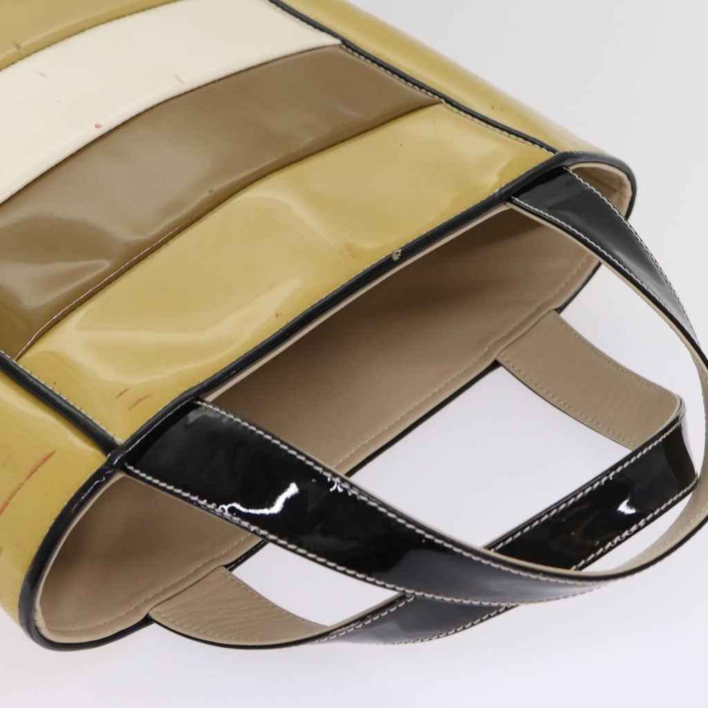 CHANEL Hand Bag Enamel Beige Gold CC bs17154