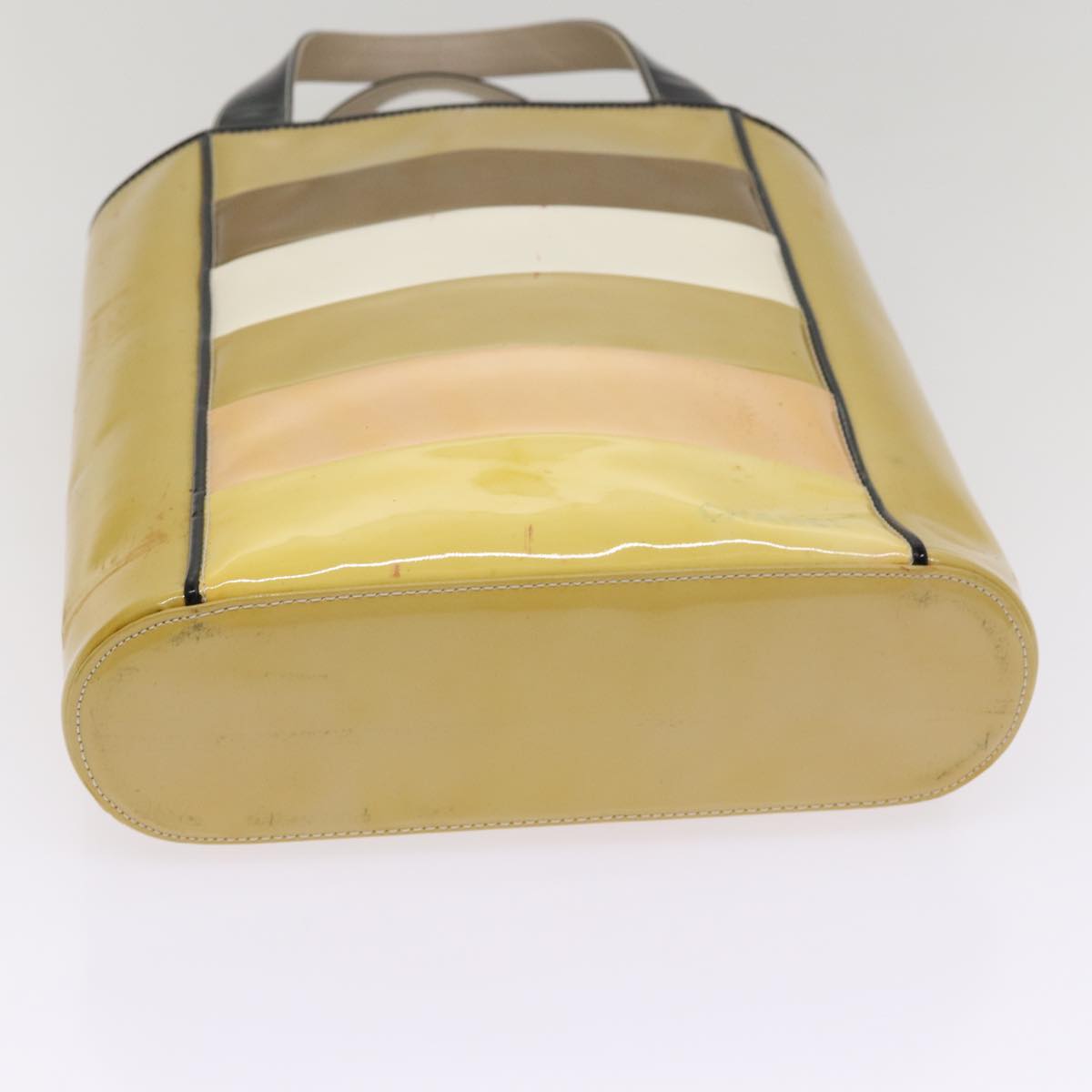 CHANEL Hand Bag Enamel Beige Gold CC bs17154