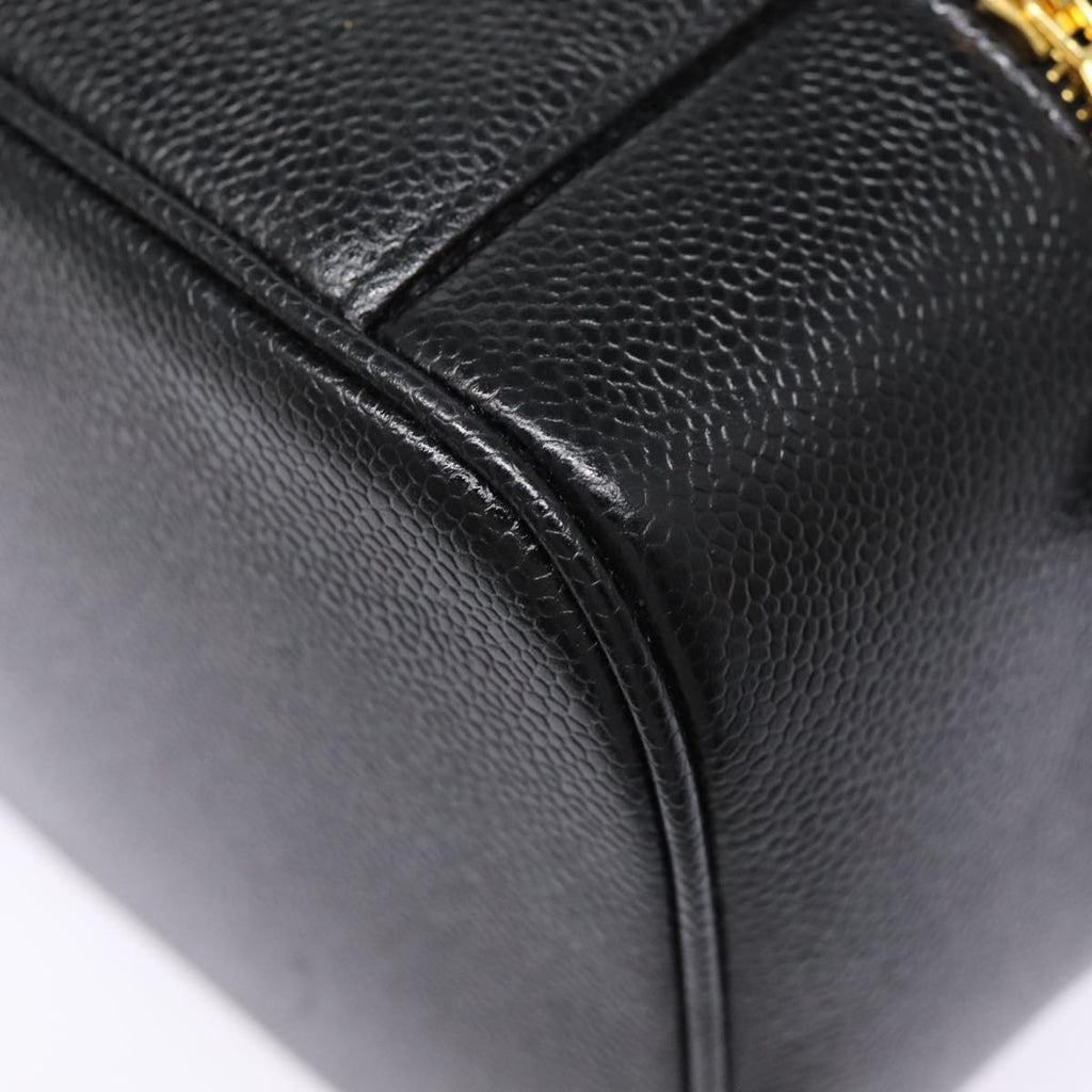 CHANEL COCO Mark Vanity Pouch Caviar Skin Black Gold CC bs17155