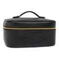 CHANEL COCO Mark Vanity Pouch Caviar Skin Black Gold CC bs17155