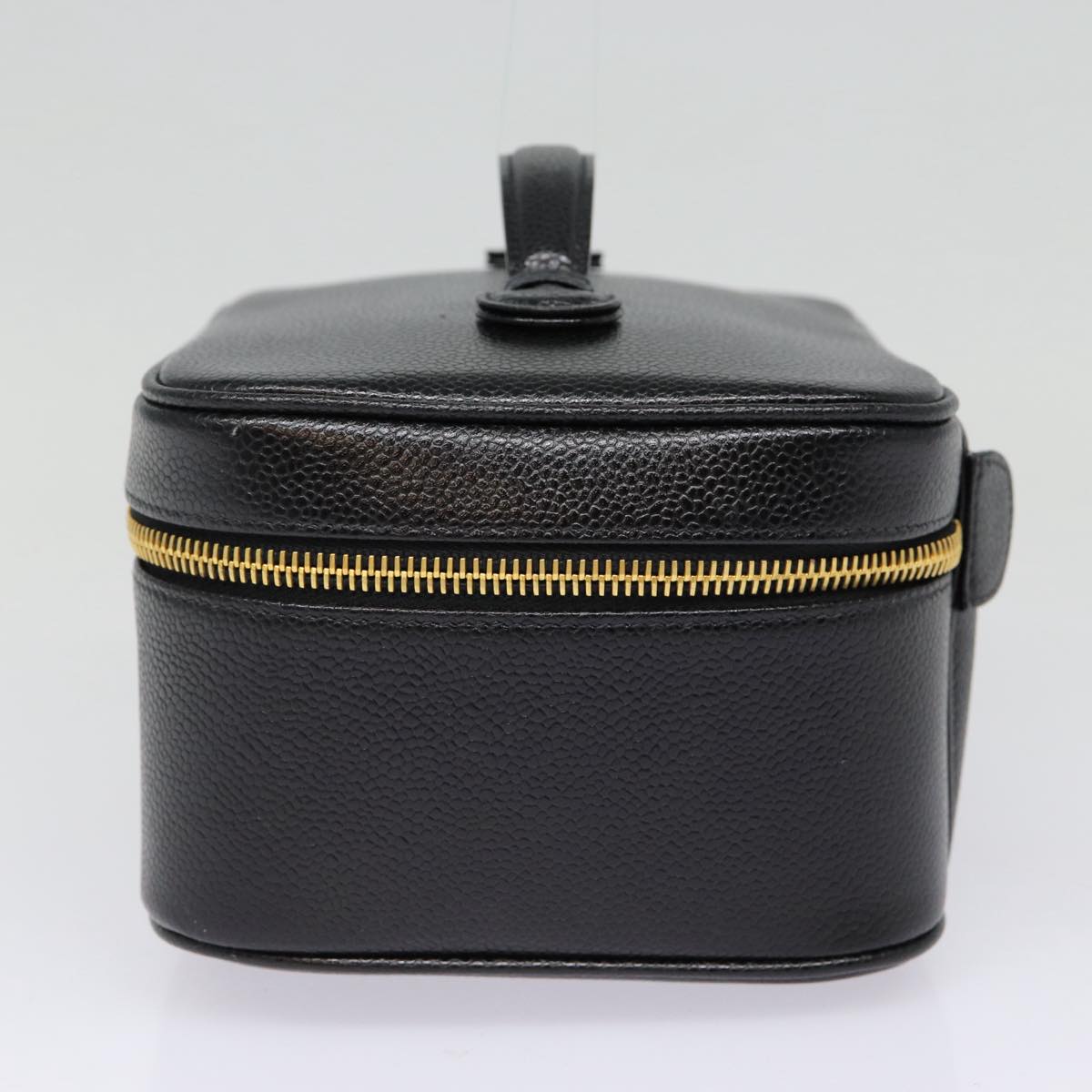 CHANEL COCO Mark Vanity Pouch Caviar Skin Black Gold CC bs17155