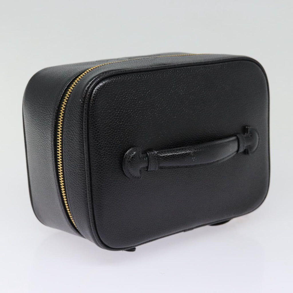 CHANEL COCO Mark Vanity Pouch Caviar Skin Black Gold CC bs17155