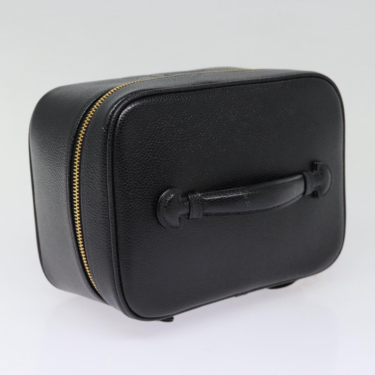 CHANEL COCO Mark Vanity Pouch Caviar Skin Black Gold CC bs17155