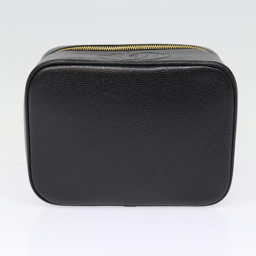 CHANEL COCO Mark Vanity Pouch Caviar Skin Black Gold CC bs17155