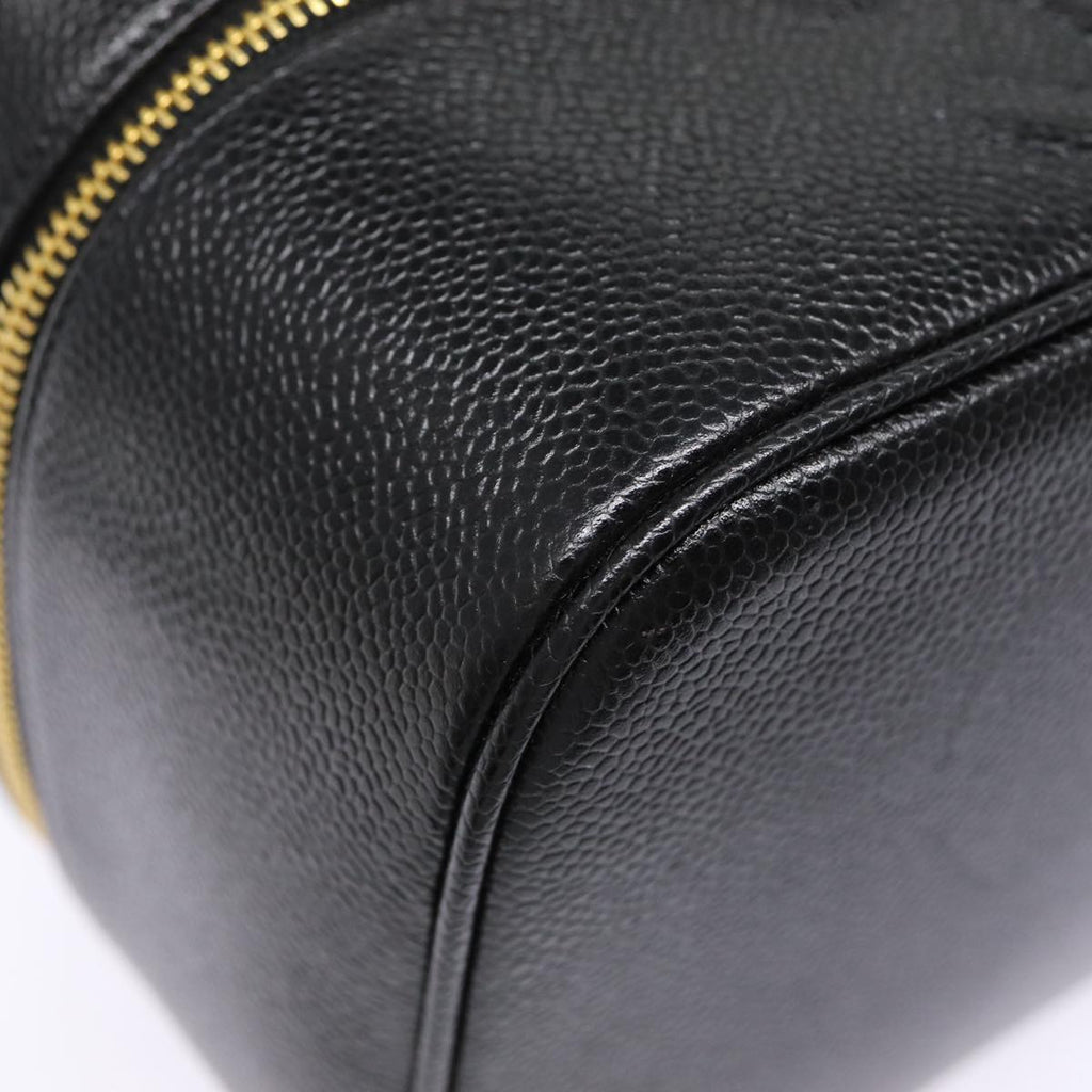 CHANEL COCO Mark Vanity Pouch Caviar Skin Black Gold CC bs17155