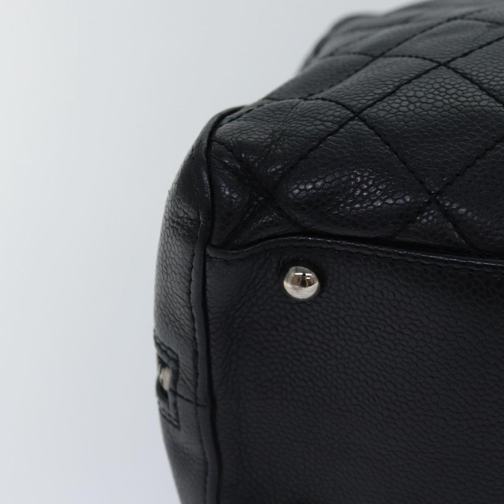 CHANEL Matelasse Hand Bag Caviar Skin Black Silver CC bs17167