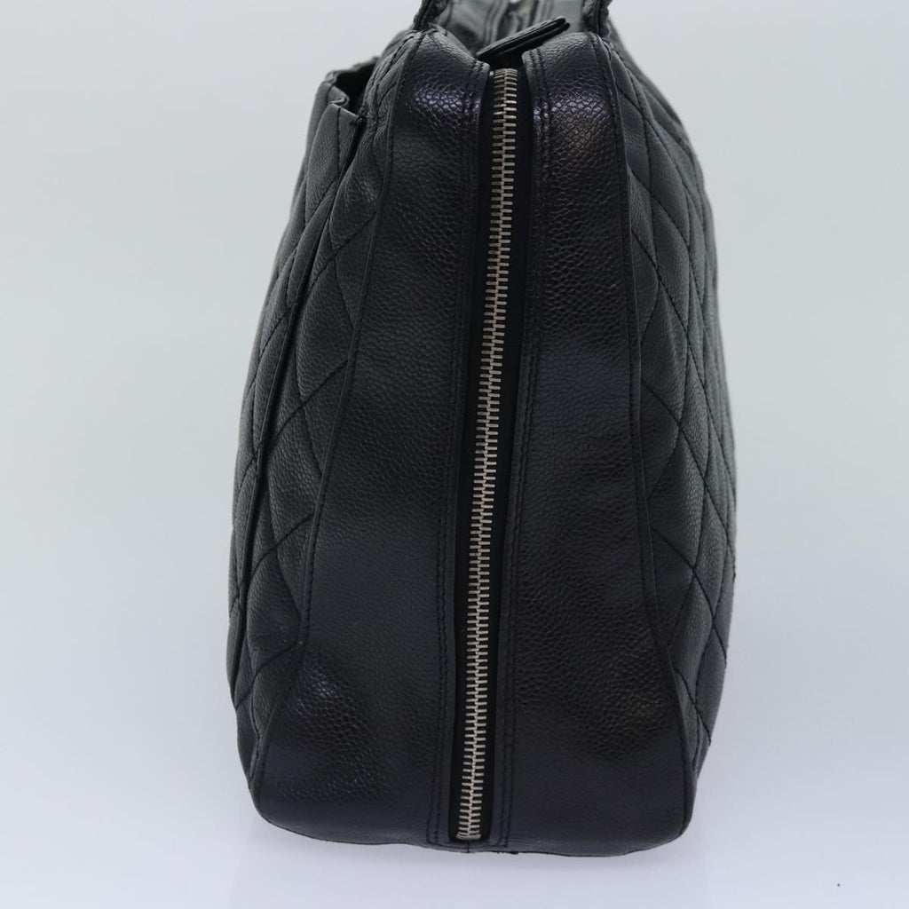 CHANEL Matelasse Hand Bag Caviar Skin Black Silver CC bs17167