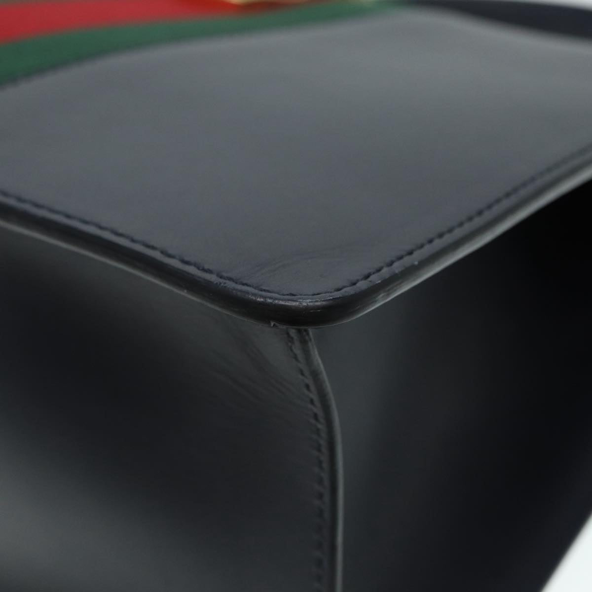 GUCCI Web Sherry Line Silvi Hand Bag Leather Black Red Green 431665 bs17172