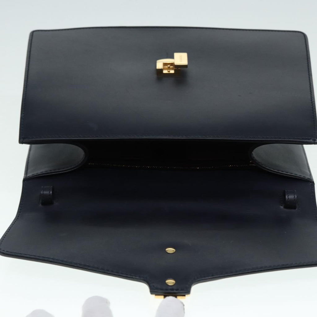 GUCCI Web Sherry Line Silvi Hand Bag Leather Black Red Green 431665 bs17172