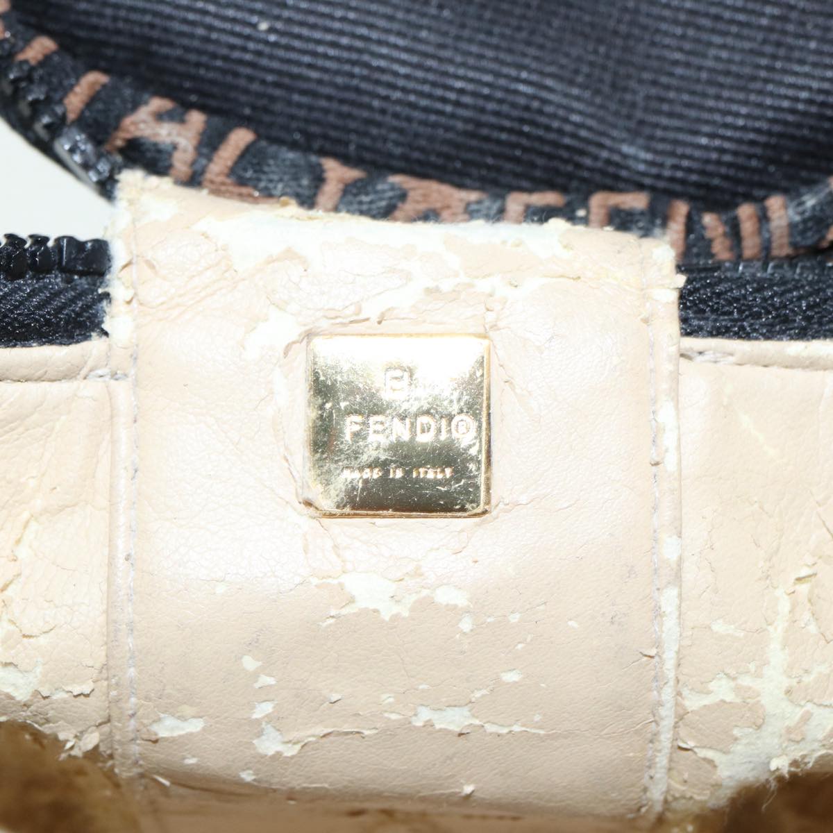 FENDI Vanity Pouch Canvas Black Gold bs17207