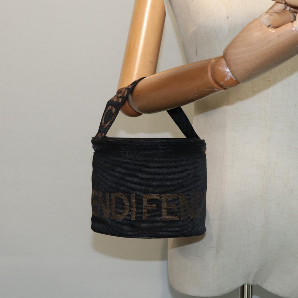 FENDI Vanity Pouch Canvas Black Gold bs17207
