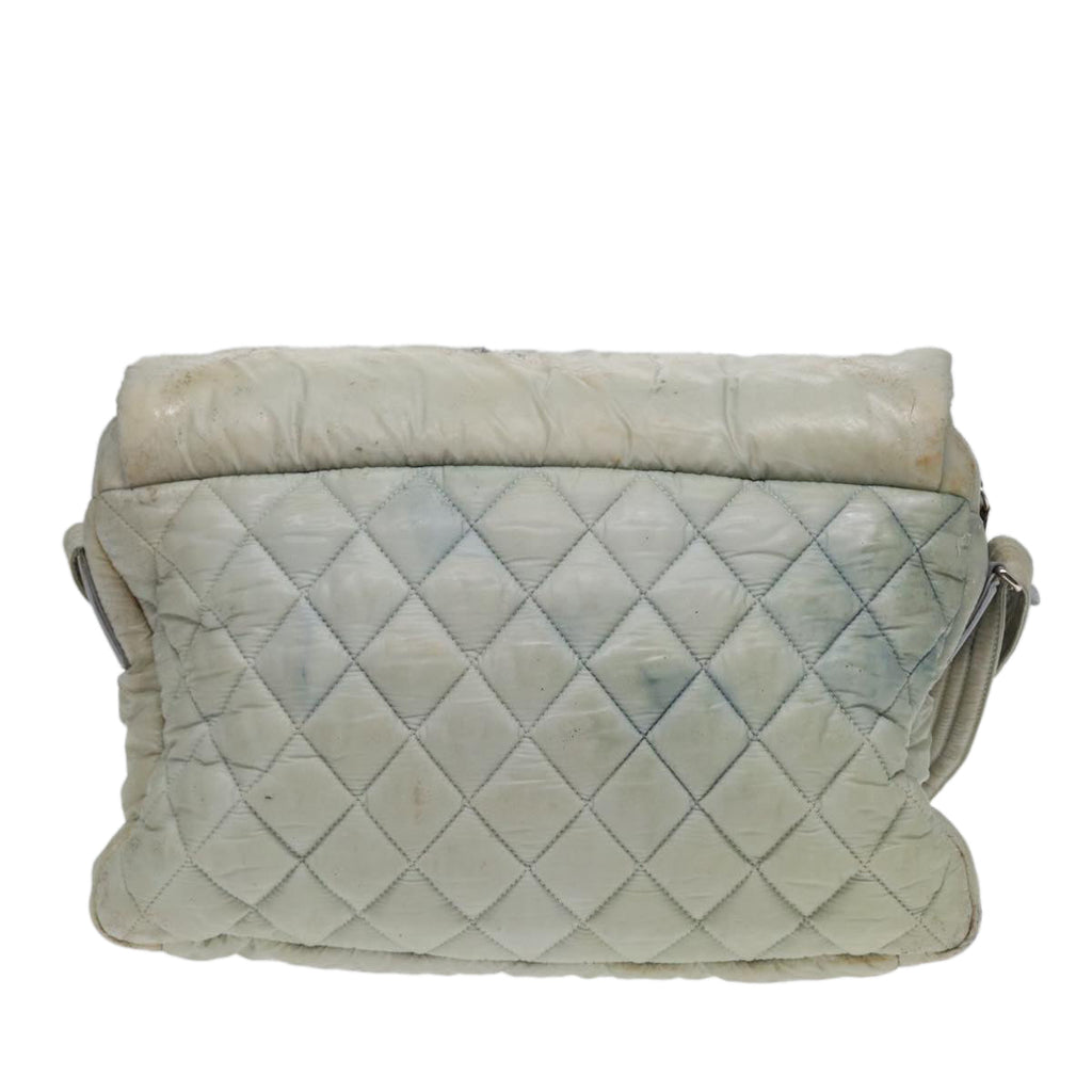 CHANEL Small Messenger Cococoon Shoulder Bag Nylon Gray Silver CC bs17253