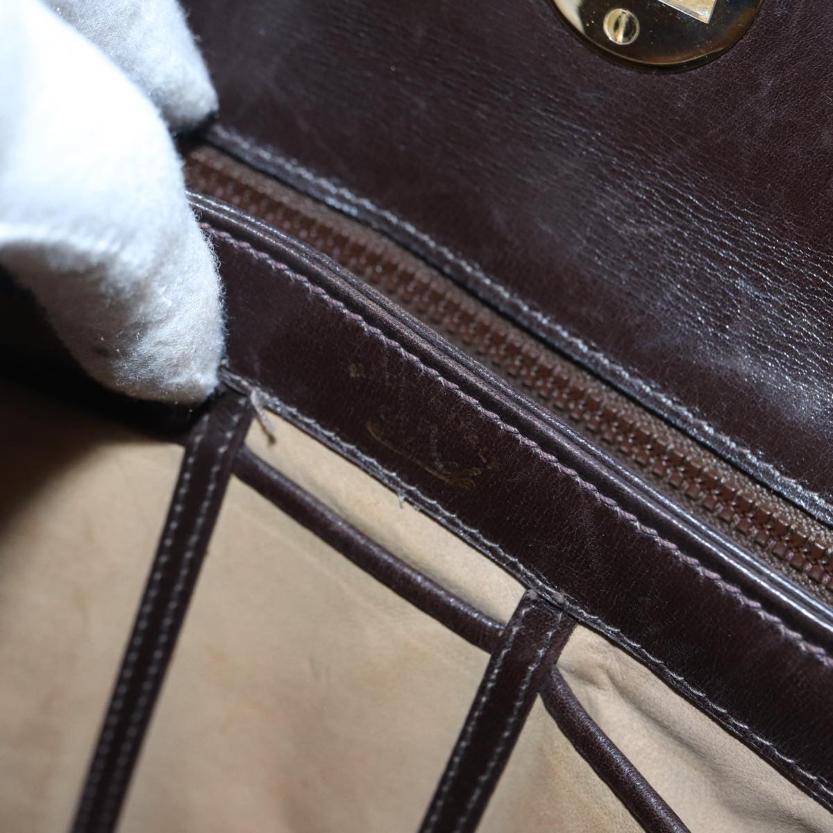 GUCCI Shoulder Bag Leather Brown Gold bs17265