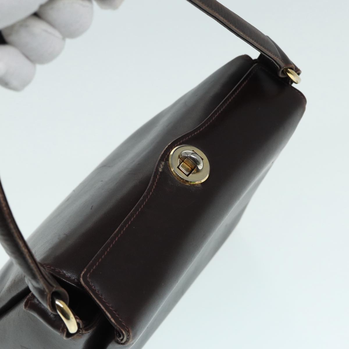 GUCCI Shoulder Bag Leather Brown Gold bs17265