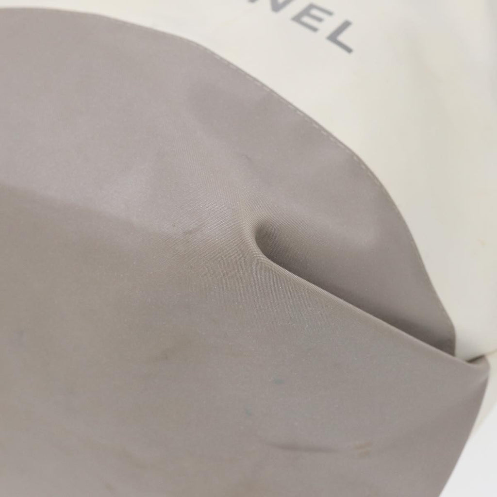 CHANEL Tote Bag Nylon 2way White Silver CC bs17286