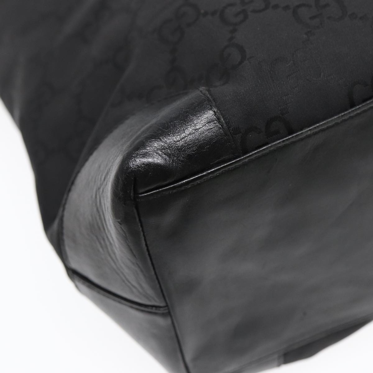 GUCCI GG Canvas Hand Bag Black Silver bs17289