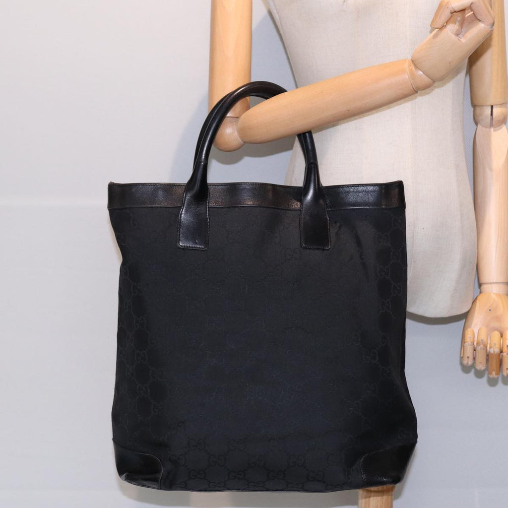 GUCCI GG Canvas Hand Bag Black Silver bs17289