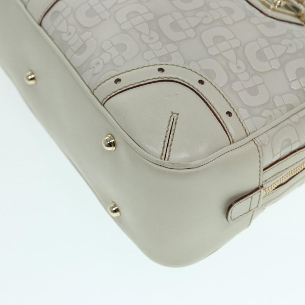 GUCCI Horsebit Shoulder Bag Leather Gold White 145770 bs17324
