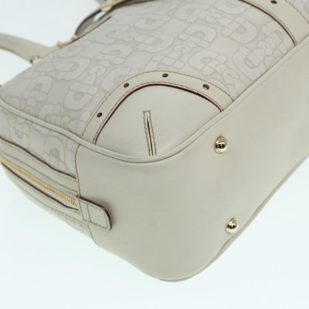 GUCCI Horsebit Shoulder Bag Leather Gold White 145770 bs17324