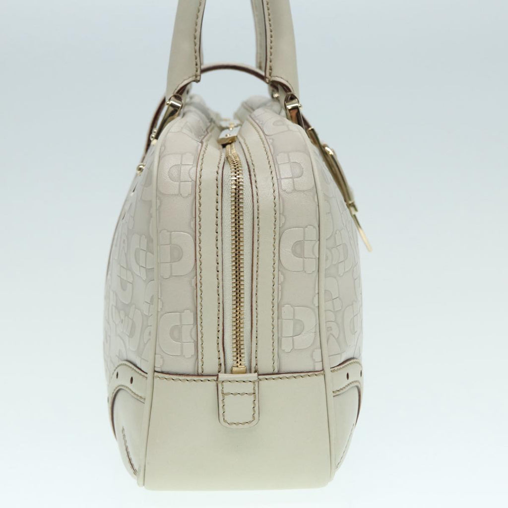 GUCCI Horsebit Shoulder Bag Leather Gold White 145770 bs17324