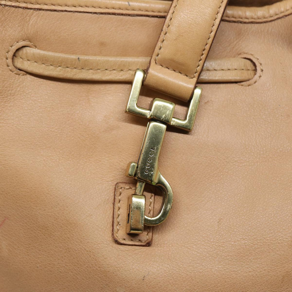 GUCCI Jackie Shoulder Bag Leather Beige Gold 92732 bs17355