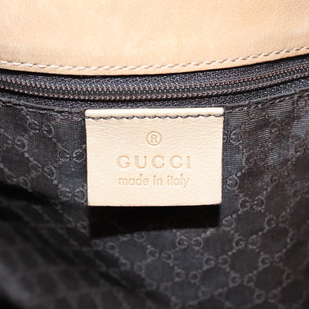GUCCI Jackie Shoulder Bag Leather Beige Gold 92732 bs17355