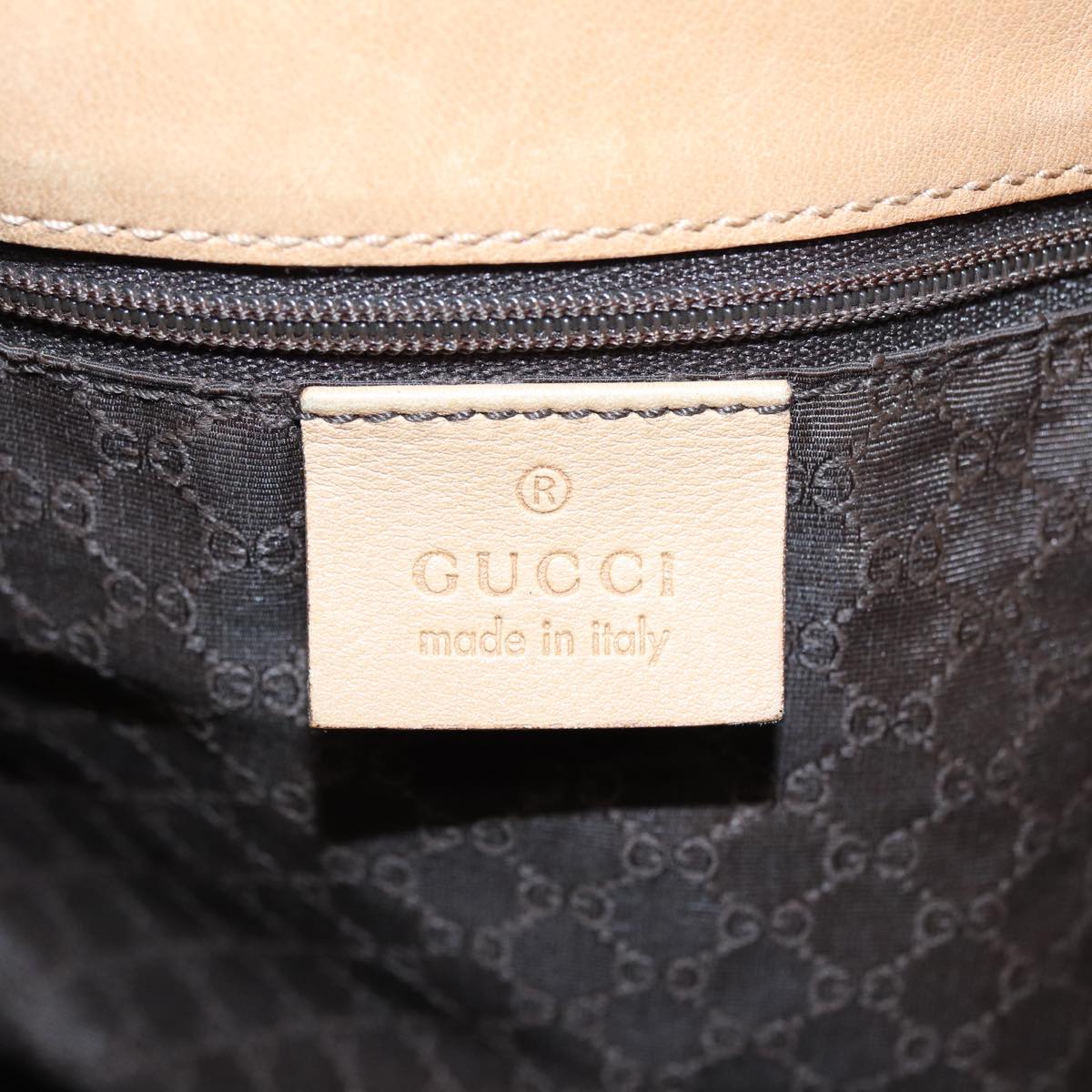 GUCCI Jackie Shoulder Bag Leather Beige Gold 92732 bs17355