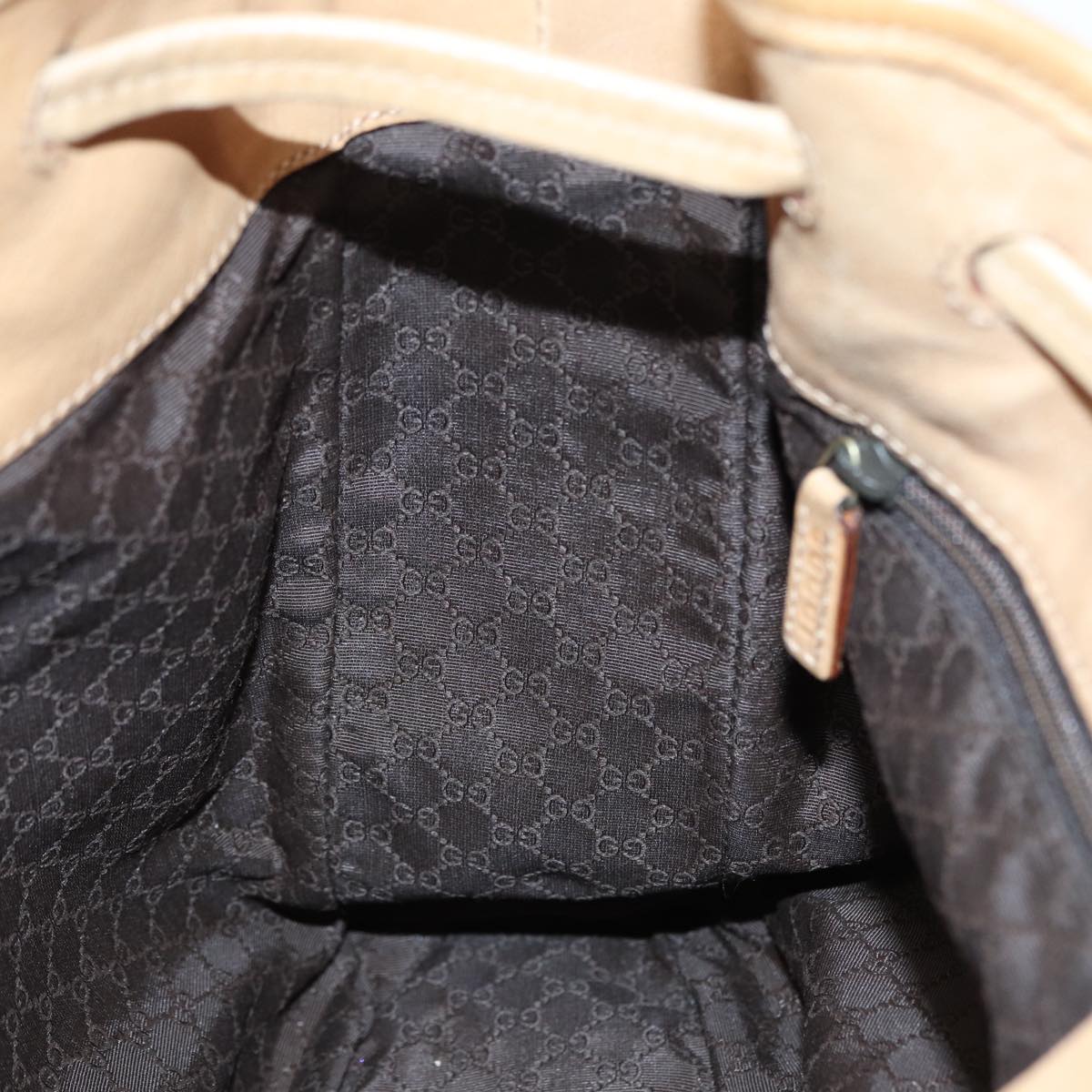 GUCCI Jackie Shoulder Bag Leather Beige Gold 92732 bs17355