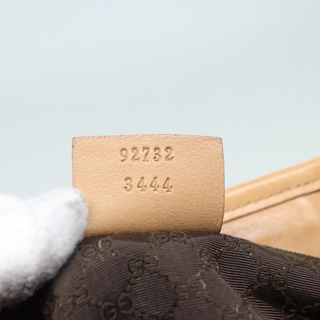 GUCCI Jackie Shoulder Bag Leather Beige Gold 92732 bs17355