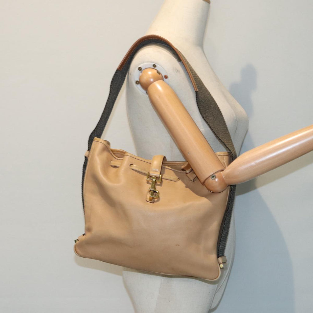 GUCCI Jackie Shoulder Bag Leather Beige Gold 92732 bs17355