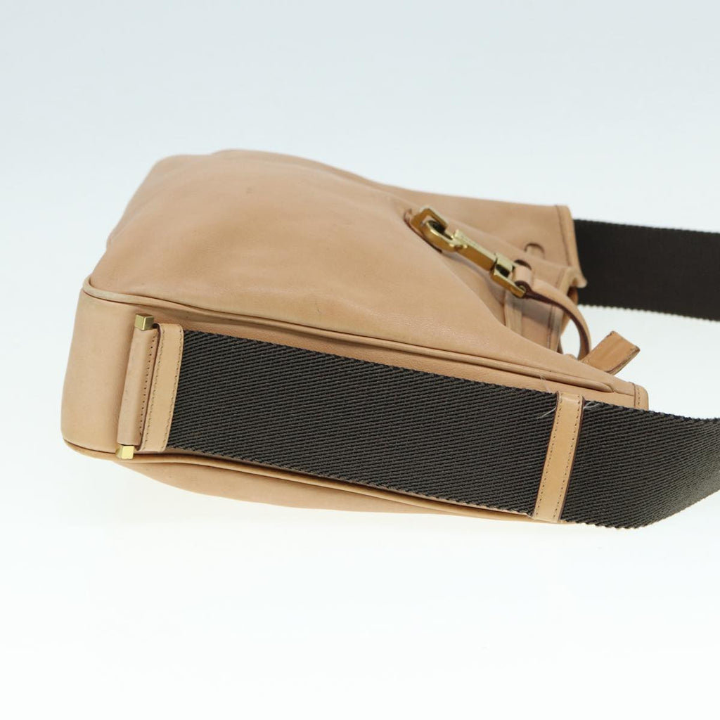 GUCCI Jackie Shoulder Bag Leather Beige Gold 92732 bs17355