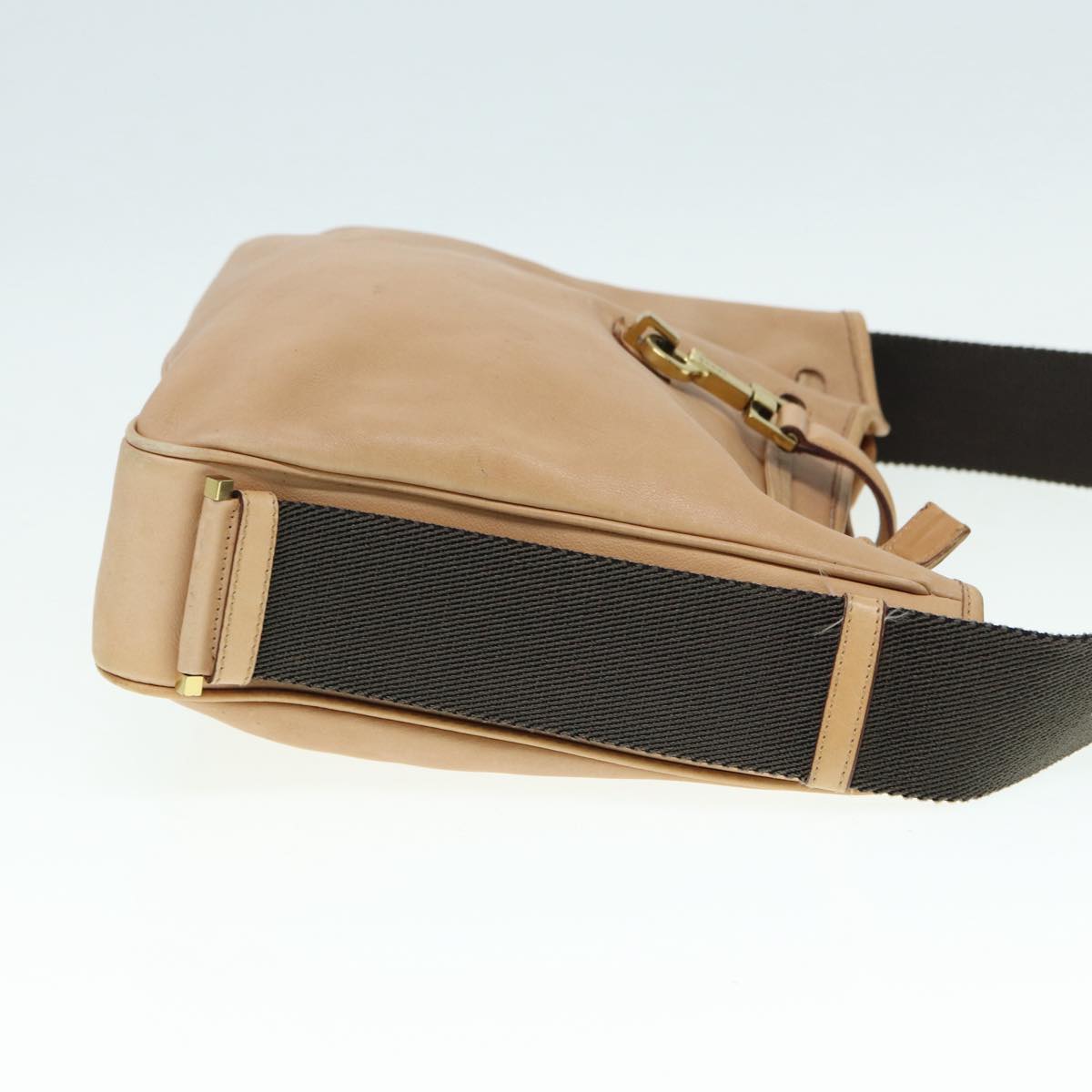 GUCCI Jackie Shoulder Bag Leather Beige Gold 92732 bs17355
