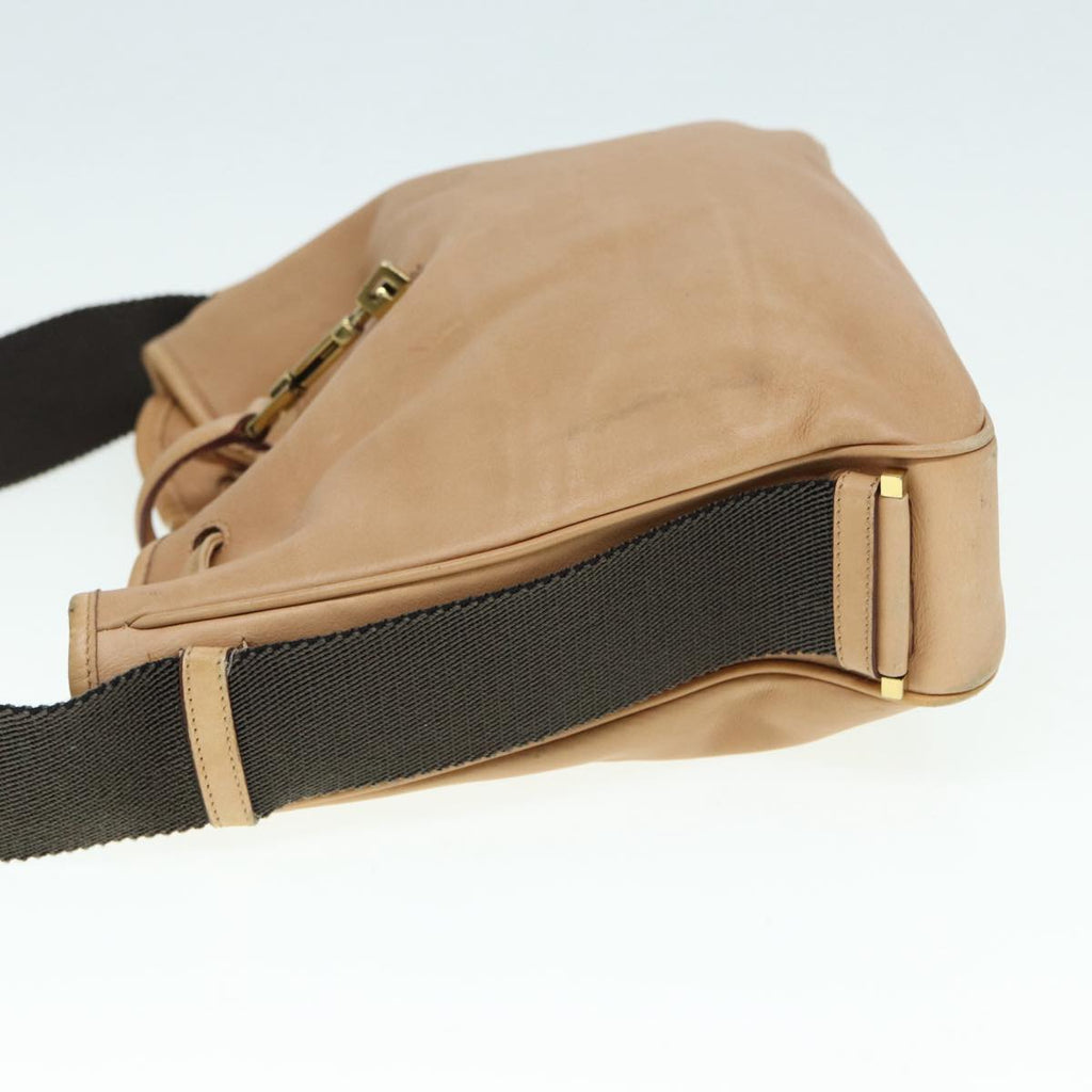 GUCCI Jackie Shoulder Bag Leather Beige Gold 92732 bs17355